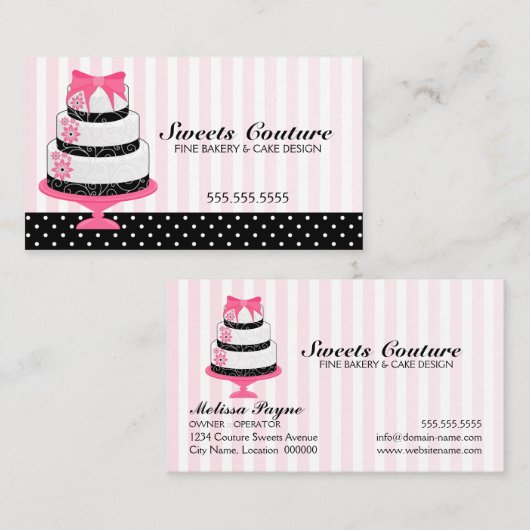 Carte De Visite Pâtisserie Couture Cakes sur mesure (Devant / Derrière)
