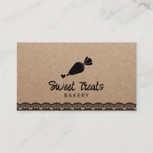 Carte De Visite Pâtisserie Cupcake Boulangerie Cute Noir Lacée Kra