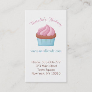 Carte De Visite Patisserie Cupcake Glaçage Rose Aquarelle