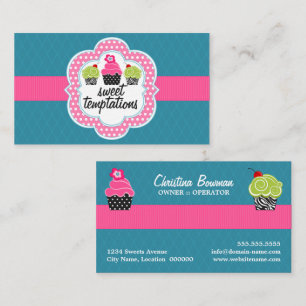 Carte De Visite Pâtisserie Cupcake Rose Turquoise