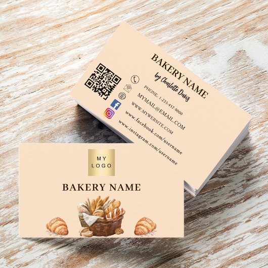 Carte De Visite Pâtisserie de boulangerie pêche code QR logo