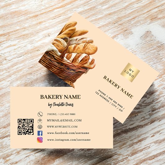 Carte De Visite Pâtisserie de boulangerie pêche code QR logo