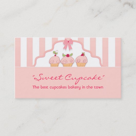 carte de visite pâtisserie de cupcakes doux rose (Devant)