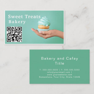 Carte De Visite Pâtisserie Douceurs Cupcake Pastel Vert Menthe