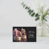 Carte De Visite Pâtisserie Élégante Fleurie en Or Rose (Debout devant)