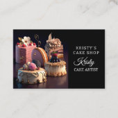 Carte De Visite Pâtisserie Élégante Fleurie en Or Rose (Devant)