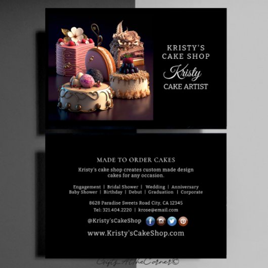 Carte De Visite Pâtisserie Élégante Fleurie en Or Rose