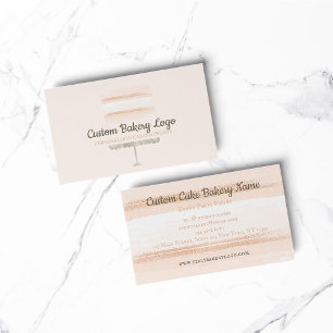 Carte De Visite Pâtisserie Fête de Gâteau Blush Rose Élégant