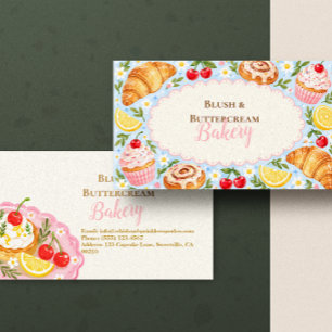 Carte De Visite Pâtisserie Fleur de Cupcake Pastel