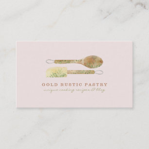 Carte De Visite Pâtisserie florale  Cuillère rustique spatule logo