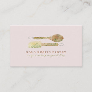 Carte De Visite Pâtisserie florale Rustique spatule élégant logo