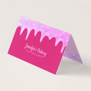Carte De Visite Pâtisserie Maquillage Fille aux Gouttes Holographi