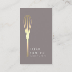 Carte De Visite Pâtisserie Moderne Gold Glitter Whisk