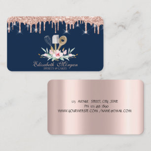 Carte De Visite Pâtisserie Outils à main Rose Gold Drives Boulange