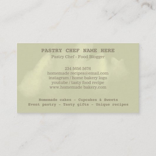 Carte De Visite pâtisserie pâtisserie chef design rustique mignon (Dos)
