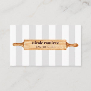 Carte De Visite Pâtisserie rayée Rolling Pouling Bakers Aquarelle