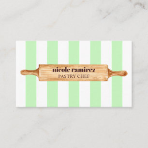 Carte De Visite Pâtisserie rayée Rolling Pouling Bakers Aquarelle
