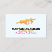 Carte De Visite Patisserie Rolling Pin | Floral Bakery Logo Slogan (Devant)