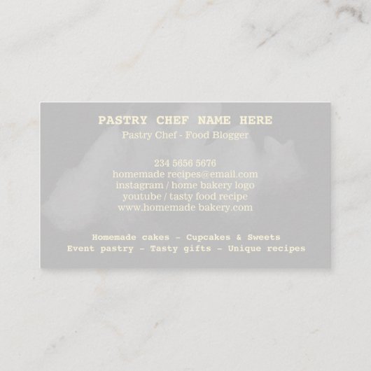 Carte De Visite Pâtisserie Rustique Bakery Chef en bois aquarelle (Dos)