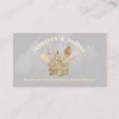 Carte De Visite Pâtisserie Rustique Bakery Chef en bois aquarelle (Devant)