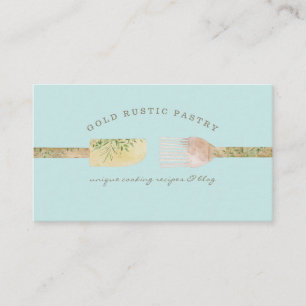 Carte De Visite Pâtisserie rustique eucalyptus vert pastel