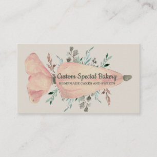 Carte De Visite Pâtisserie Sac à sauge or vert Rustique Logo Baker