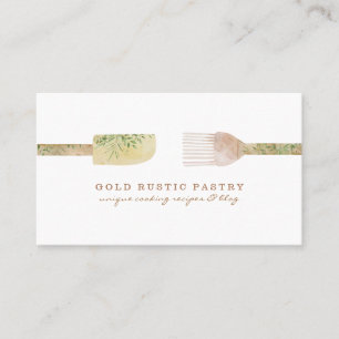 Carte De Visite Pâtisserie Spatule rustique à cuillère à feuilles 