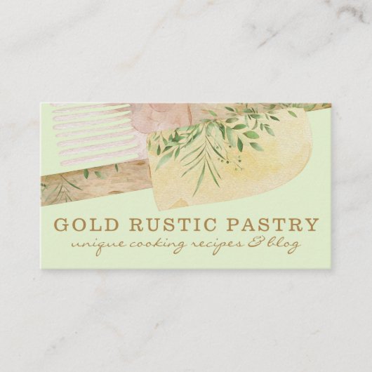 Carte De Visite Pâtisserie verte Chef Cuisine spatule boulangerie (Devant)