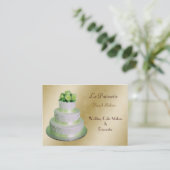 Carte De Visite pâtisseries Mariages vertes en or (Debout devant)