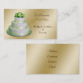 Carte De Visite pâtisseries Mariages vertes en or (Devant / Derrière)