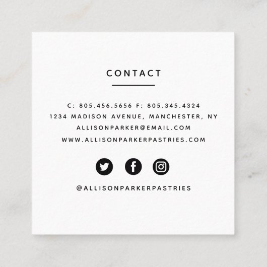 Carte de visite pâtissier (Dos)