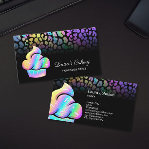 Carte De Visite Pâtissier Boulangerie Cupcake Chef Léopard Hologra