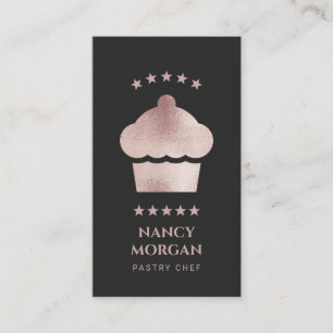 Carte De Visite Pâtissier Boulangerie Cupcake Rose Gold Pailleté
