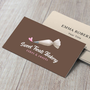 Carte De Visite Pâtissier Boulangerie Mignon Sac à Pâtisserie & Cœ