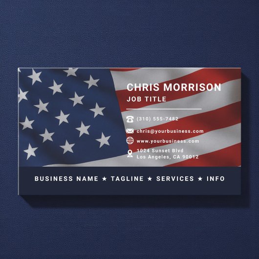 Carte De Visite Patriotic American Flag Professional