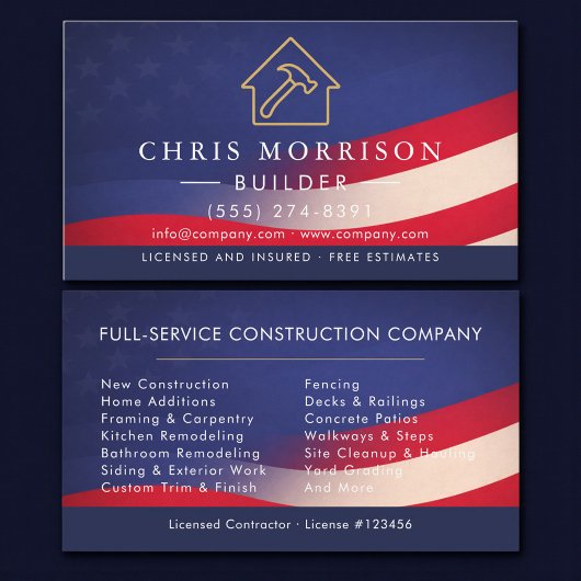 Carte De Visite Patriotic Builder Modern Construction 