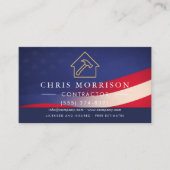 Carte De Visite Patriotic Contractor Construction QR Code (Devant)