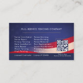 Carte De Visite Patriotic Fencing Residential Commercial QR Code (Dos)