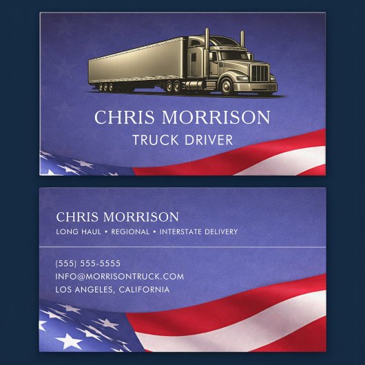 Carte De Visite Patriotic Truck Driver Professional