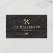 Carte De Visite Patriotique Handyman Construction Bois foncé (Devant)