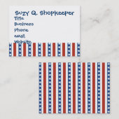 Carte De Visite Patriotique Rouge Bleu Bleu Étoiles et rayures Lib (Devant / Derrière)