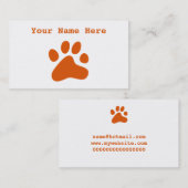 Carte De Visite Patte orange de chien (Devant / Derrière)