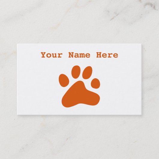 Carte De Visite Patte orange de chien (Devant)