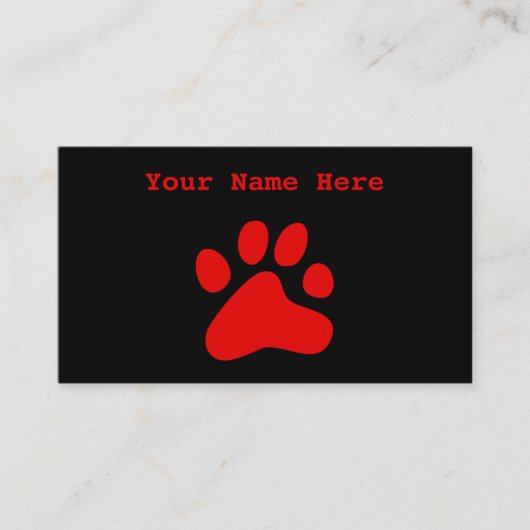 Carte De Visite Patte rouge de chien (Devant)