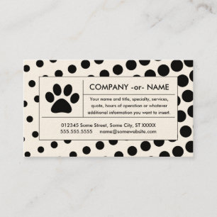 Carte De Visite patte tramée d'animal familier
