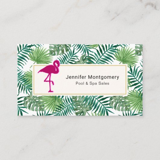 Carte De Visite Pattern et Pink Flamingo (Devant)
