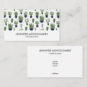 Carte De Visite Pattern Rustic Green Cactus (Devant / Derrière)