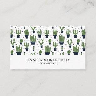 Carte De Visite Pattern Rustic Green Cactus