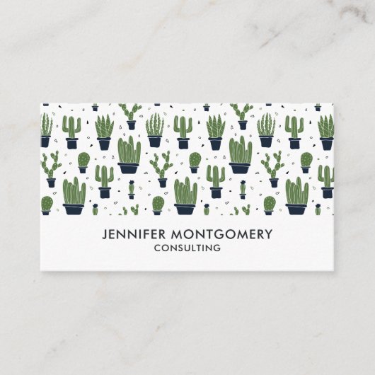 Carte De Visite Pattern Rustic Green Cactus (Devant)
