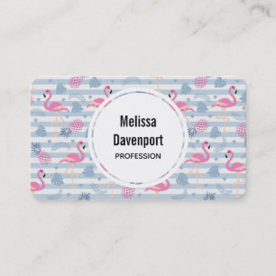 Carte De Visite Patters de Whimsical Flamingo et Pineapple